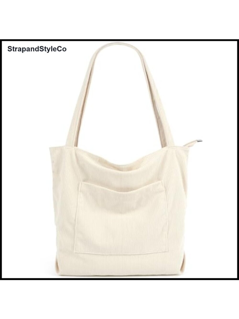 Corduroy Tote Bag Large Capacity Shoulder Handbag with Pockets